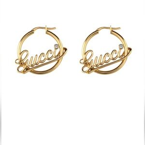 Gold Plated Cursive GG Logo Earrings